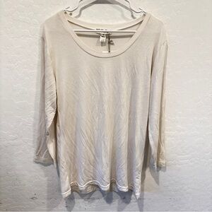 Barefoot Dreams Luxe Milk Jersey Shirt Medium Cream Modal Lounge Half Sleeve